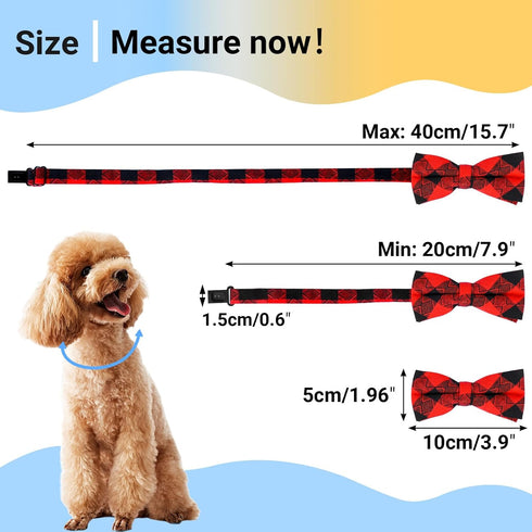 Segarty 10 PCS Puppy Bow Ties, Dog Bowtie Collar Bulk for Holiday Cat Grooming, Cute Plaid Pattern