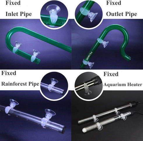 Aquarium Heater Clip Holder, Aquarium Tube Clip Suction Cup Clip, 4 Pieces (Clip Inner diam: 0.69")