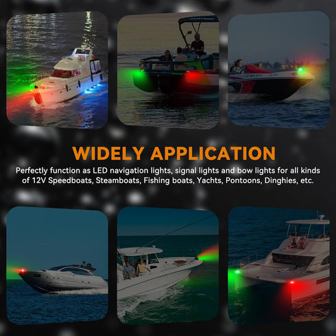 2-in-1 IP67 Boat Navigation Lights, Integrated Split Red and Green LED Bow Lights, Waterproof Navigation Lights Boat