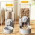 Cage Hanging Bowls, Refillable Food Bowl for Dogs Cats, Double Bowls with Automatic Water Food Dispense Feeder (Grey)