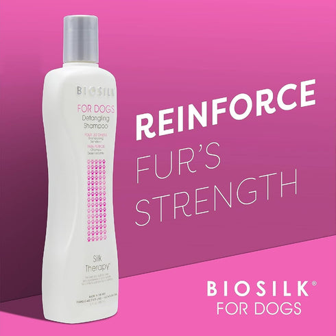 BioSilk for Dogs Silk Therapy Detangling Dog Shampoo | Sulfate Free and Paraben Free Shampoo for All Adult Dogs, Beige