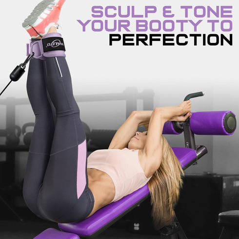 WALITO Gym Ankle Straps for Working Out, Glute Cuff Kickback Strap for Women Leg Extensions