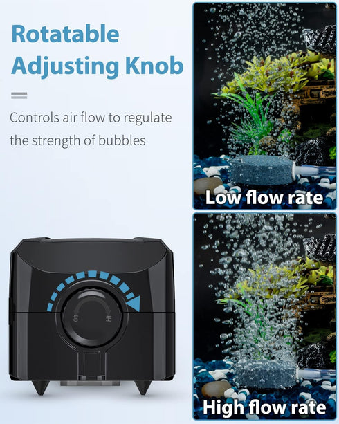 Uniclife Dual Outlet Aquarium Air Pump for 5-200 Gallon Fish Tank with Accessories
