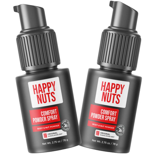 Happy Nuts Comfort Powder Spray Deodorant For Men: Anti-Chafing Sweat Defense, Odor