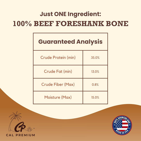 (10-12 inch, 1 Count) 100% Natural Beef Foreshank Bone for Dogs - USA Sourced and Made - Single Ingredient