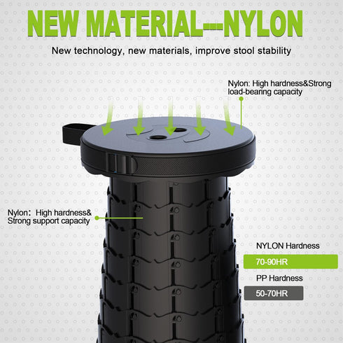 500lbs ALEVMOOM Upgraded Nylon Collapsible Stool with Max Weight Portable Retractable Folding Telescoping Stools