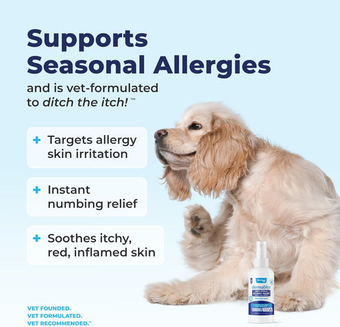 Vetnique Dermabliss Anti Itch Spray for Dogs & Cats, Hydrocortisone for Allergies, Fragrance Free, 4oz