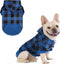 KOOLTAIL Plaid Dog Hoodie Pet Sweater with Hat and Pocket for Small Medium Large Dogs, Soft Winter Coat, Blue M