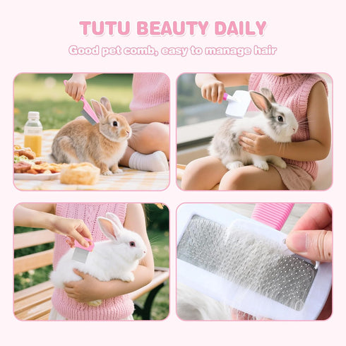 16 (16PCS)) Pcs Bunny Grooming Kit,Rabbit Litter Box, Bunny Toys,Blankets with Cleaning Supplies,Pet Toilet Potty
