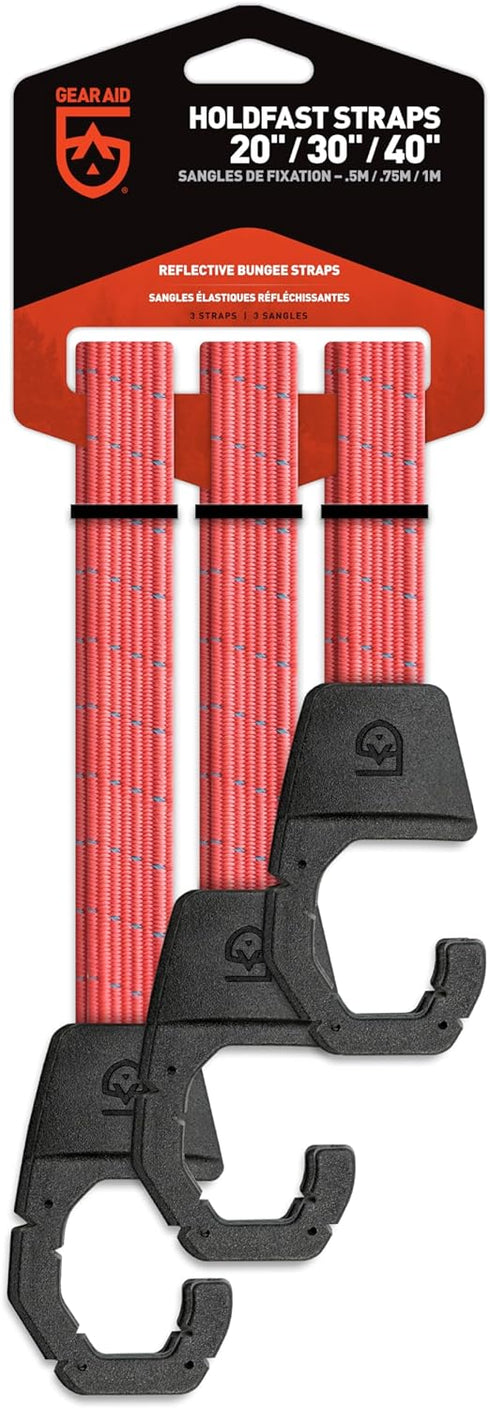GEAR AID Holdfast Bungee Strap, Organize Garage Gear for Biking, Camping, Hunting, Exercise, Orange Reflective
