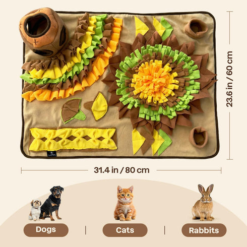 3124 Interactive Dog Snuffle Mat for Slow Feed & Digestion Support - Large in, Multicolor Mat with Washable Fleece