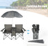 ROHUMTY YILI Double Folding Camping Chairs, Portable Camping Chairs w/Removable Umbrella Mini Table Cooler Bag, Outdoor