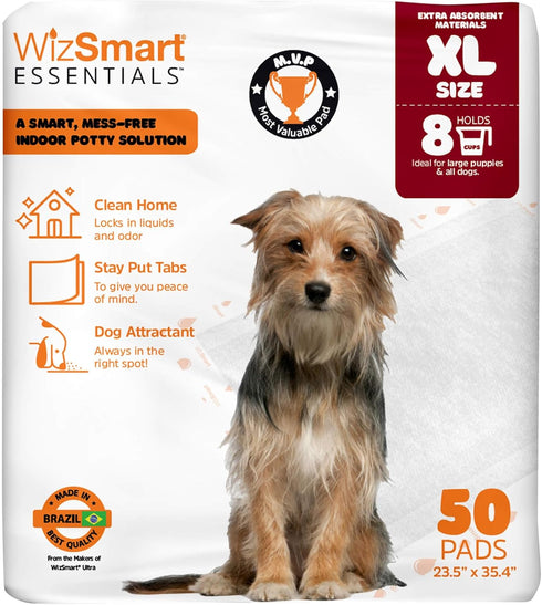 WizSmart Essentials Pads XL Extra Large Dog Pads 23.5" x 35.4", Disposable
