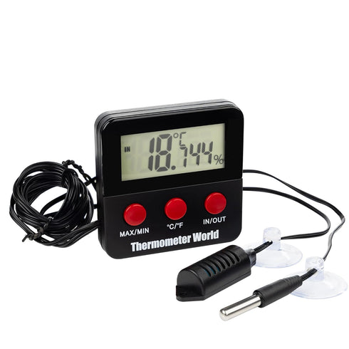Digital Reptile Thermometer and Humidity Gauge, Remote Probes for Terrarium, Hygrometer, Thermo Humidor
