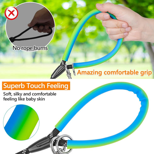 NTR Dog Rope Leash, 20FT Recall Training Lead with 2 Swivel Hooks, Reflective Threads and Soft Rubber Handle, Puppy