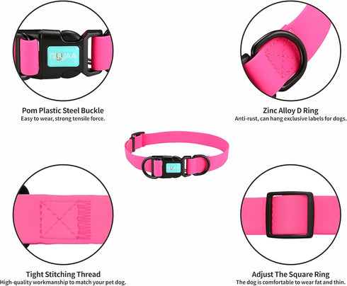 Waterproof Dog Collars, Rubber Anti-Odor, Durable Adjustable Collars for Small, Medium, Large Dogs, Easy Clean with