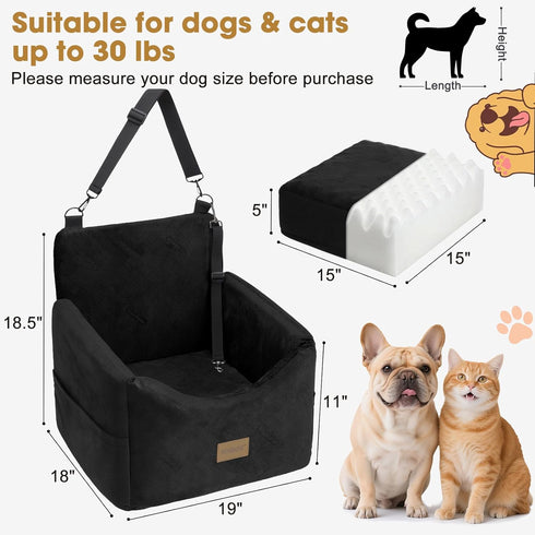 35lbs, JOEJOY Dog Car Seats for Small Medium Dogs Under Dog Booster Seat with Detachable Washable Cover and Cushion