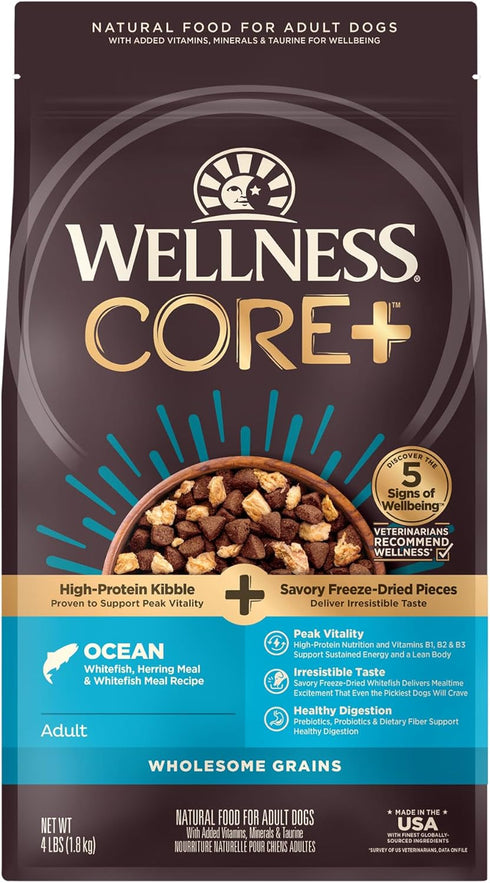 Wellness CORE RawRev Dry Dog Food: Made in USA with Real Freeze-Dried Meat (Adult, Ocean, 4 lbs)