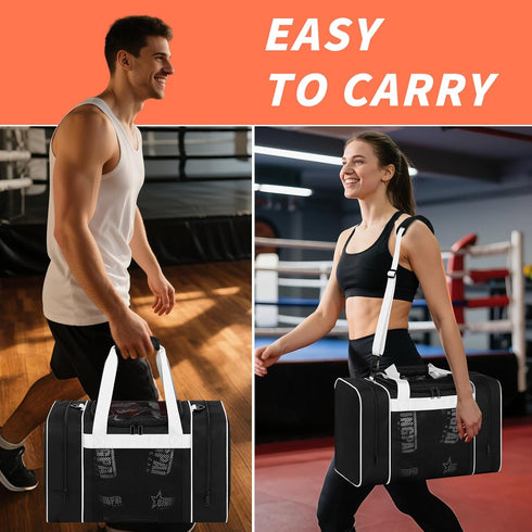 doksmeria MMA, Boxing Gym Duffle Bag, Breathable Mesh Gym Bag for Boxing Gear | Wet Pocket, Privacy Pocket & Removable
