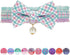 Blueberry Pet Green Plaid Breakaway Bowtie Cat Collar, Handmade Bow Tie and Pearl Charm, Neck 8.5"-12"