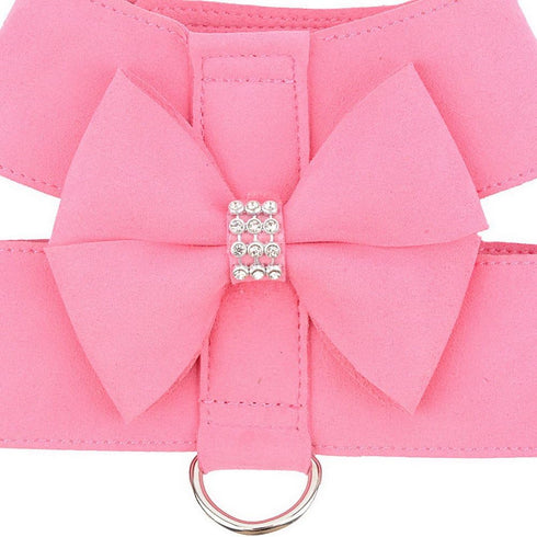 Zunea Pet Dog Vest Harness for Small Dog - Bow Tie No Pull Soft Suede Leather Puppy Harness Leash Set, Pink S