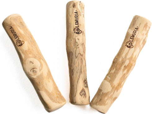 lemuria Set of 3 Coffee Wood Dog Chew Stick Toy - Natural Durable Chews for Large Dogs, Safe Dental Cleaning