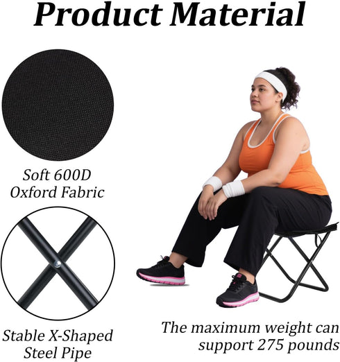 275lbs, (1 Camping Stool Portable Pocket Handbag Stool, Collapsible Chair Folding Stool for Adults Holds Small Camp