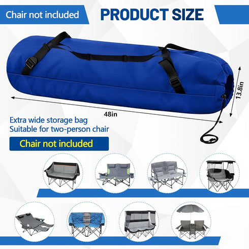 Vincreem 48 Inch 2 Camp Chair Bag Replacement, Folding Chairs Carry Bag, for Double or Single Chairs, Heavy Duty Nylon