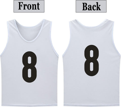 12 Pack(1-12) Bibs/Scrimmage Numbered Jerseys/Soccer Pinnies/Team Training Vest for Adult Youth Kids.