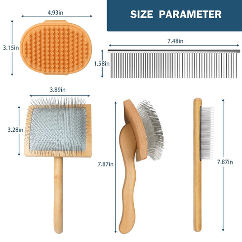 JENFOSLAN (4PCS, Slicker Brush for Dogs, Professional Dog Grooming Brush for Golden Doodle & Poodle - Deshedding Dog