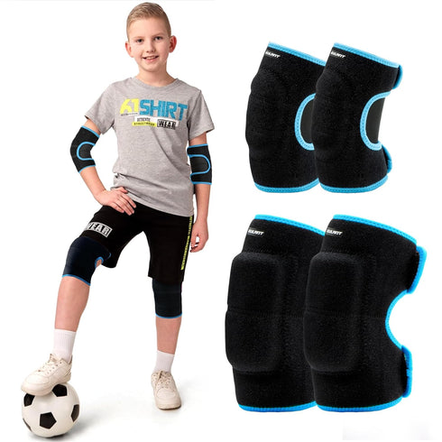 Knee Pads Elbow Pads Set for Kids, Youth Adjustable Protective Sets with Thickened SBR Pads for Riding