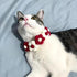 Handmade Dog Costume - Red and White Floral Design Wedding and Birthday Bandana, Cute Collars for Medium Small Cats