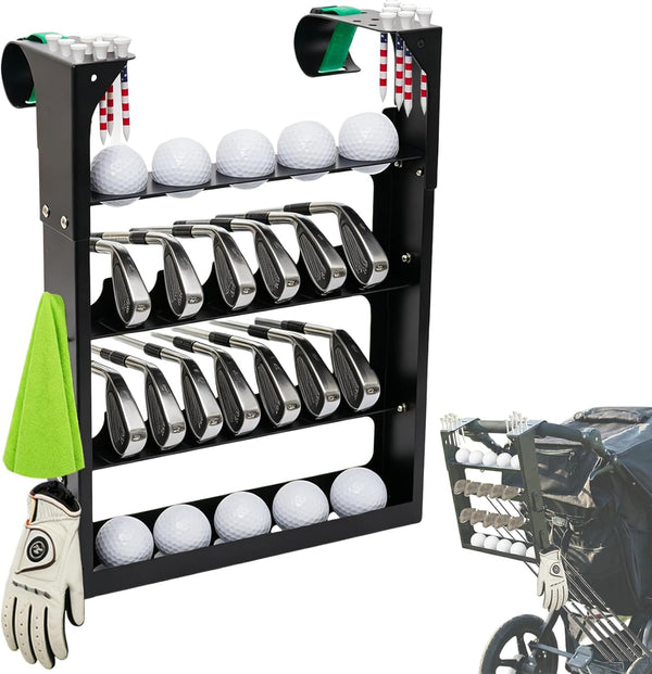 Golf Stroller Attachment - Metal Golf Club Holder for Strollers,12-Club & 10-Ball