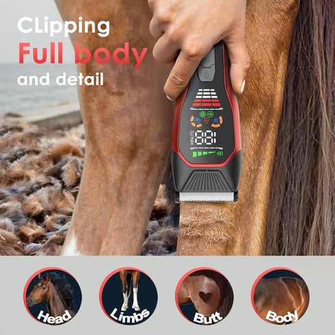 2-Speed Trimmer #066 Horse Clippers,Quiet Horse Grooming Clippers,Rechargeable Pet Shaver with Scissors for Matted Long