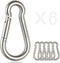sprookber Set of 6 Stainless Steel Spring Snap Hook Carabiners, 304 Stainless Steel Clips
