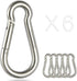 sprookber Set of 6 Stainless Steel Spring Snap Hook Carabiners, 304 Stainless Steel Clips