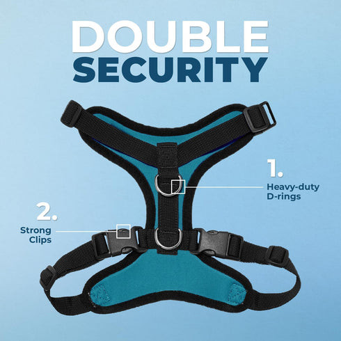 Best Pet Supplies Voyager Step-in Lock Pet Harness - Adjustable All Weather Mesh for Cats and Dogs - Turquoise/Black