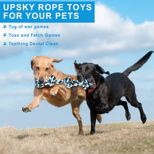 UPSKY Dog Rope Toys - 2 Pack Nearly Indestructible Dental Cleaning Chew Toys for Large Dogs, Tug Toy for Boredom