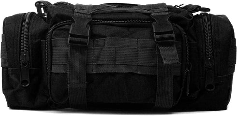 Fishing Bag Fishing Tackle Bag with Rod Holder Water-Resistant Waist Fishing Bag Fishing Gear Bag for Outdoor (Black)