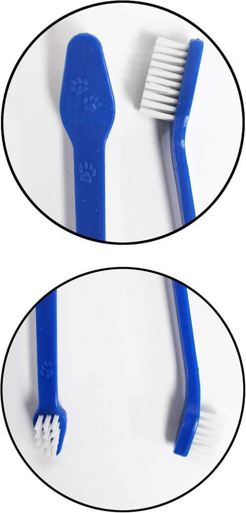 Duke's Pet Products Set: 8 1/2" Two-Piece Dog Toothbrush Double Sided Canine Dental Hygiene Brushes with Long Handles