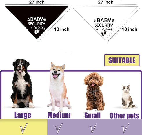 Lcekterur (2 Pack) Pregnancy Announcement Dog Bandana Baby Security in Training Printed Bandanas Baby Announcement Dog