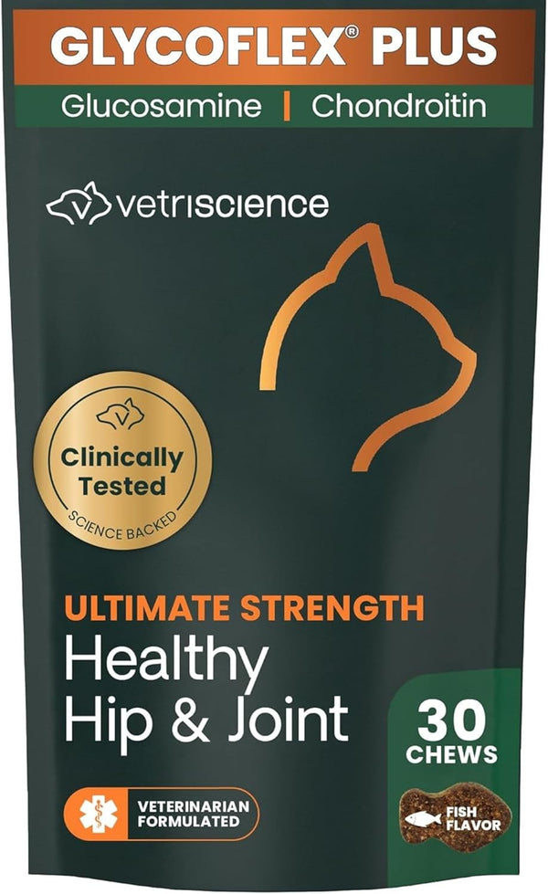 VetriScience Ultimate Strength Healthy Hip & Joint Chews, GlycoFlex Glucosamine, Chondroitin and
