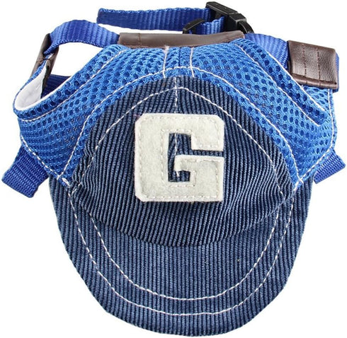 Pet Dog Baseball Cap - Outdoor Sun Protection Hat for Small Medium Large Dogs (Medium Cap, Blue)
