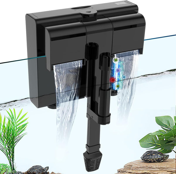 U-V Aquarium Filter for 20-45 Gallon Tank, Hang On Back with Ultra-Quiet Powerful Pump 170GPH