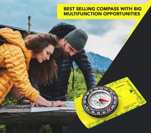 TurnOnSport Orienteering Compass - Advanced Scout Compass for Hiking, Camping, and Backpacking