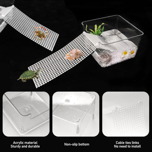 2 Pack Hermit Crab Water Tank with Cuttable Climbing Ramp - Ideal Hermit Crab Pool & Play Tank for Small Animals