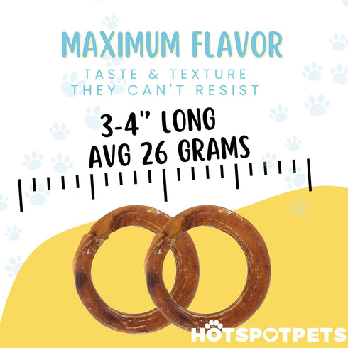hotspot pets 5 Pack Bully Stick Rings for Dogs, 4 Inch Premium All Natural Beef Pizzle Chew Treats