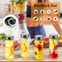 6 Pack Lid(12 Plastic Juice Bottles with Caps - Wide Mouth Resuable Clear Plastic Water Bottles