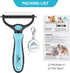 Pet Grooming Brush - 2 Sided Undercoat Rake for Deshedding and Detangling Fur for Cats and Dogs (Blue)