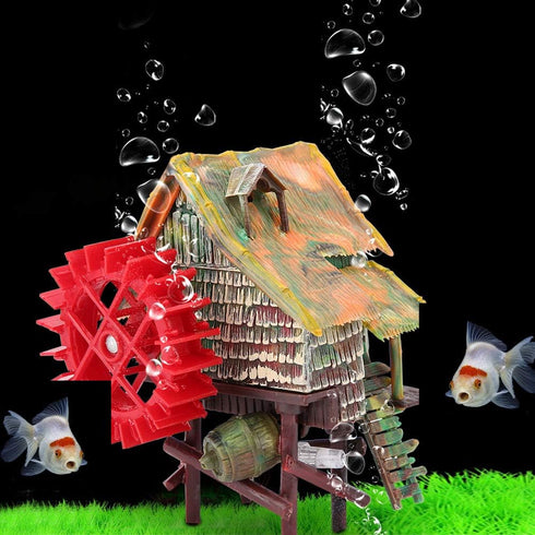 Vividly Color Resin Aquarium Large Water Wheel, Rotatable Fish Ornaments for Aquarium
